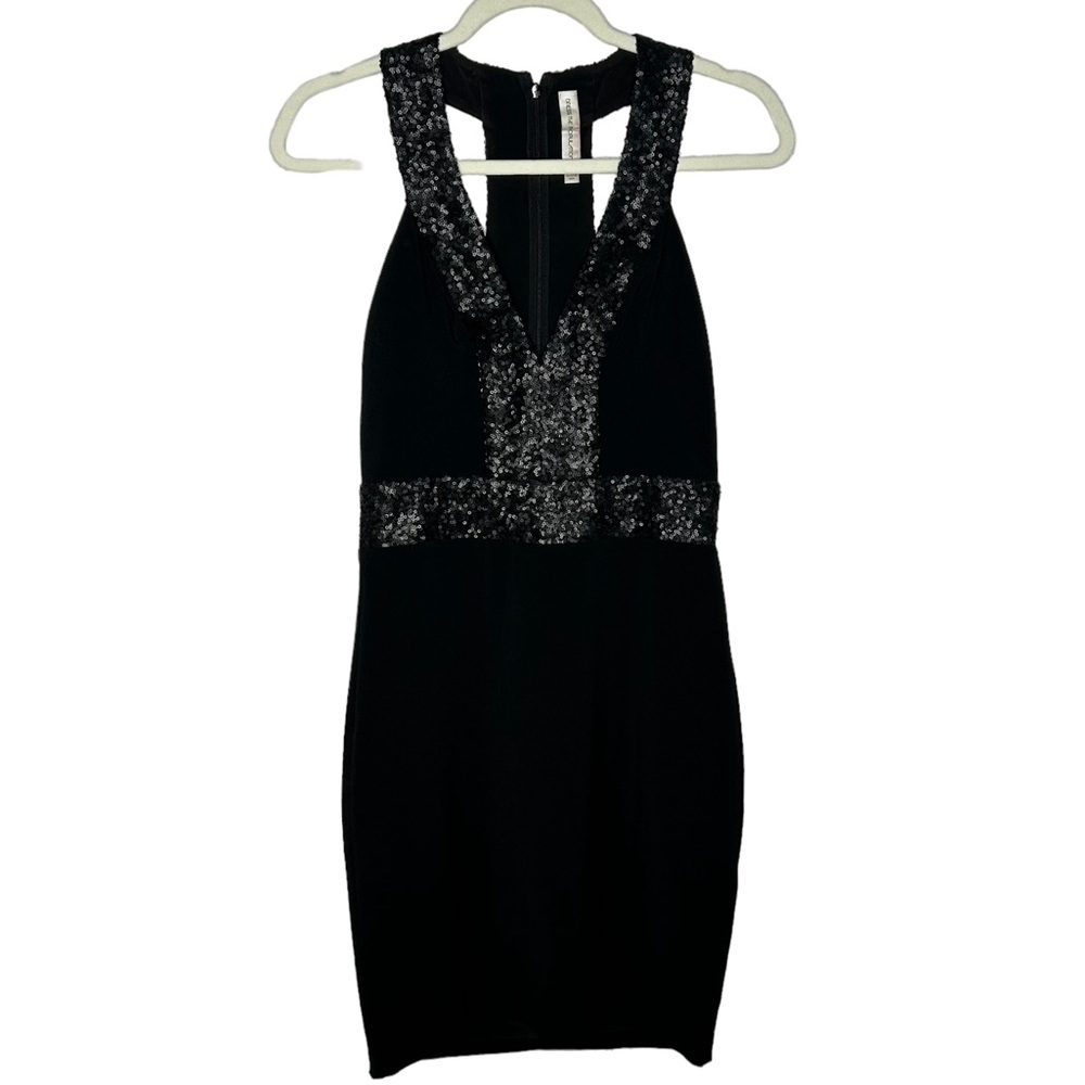 Dress The Population Black Sequin Halter Cocktail Mini Dress